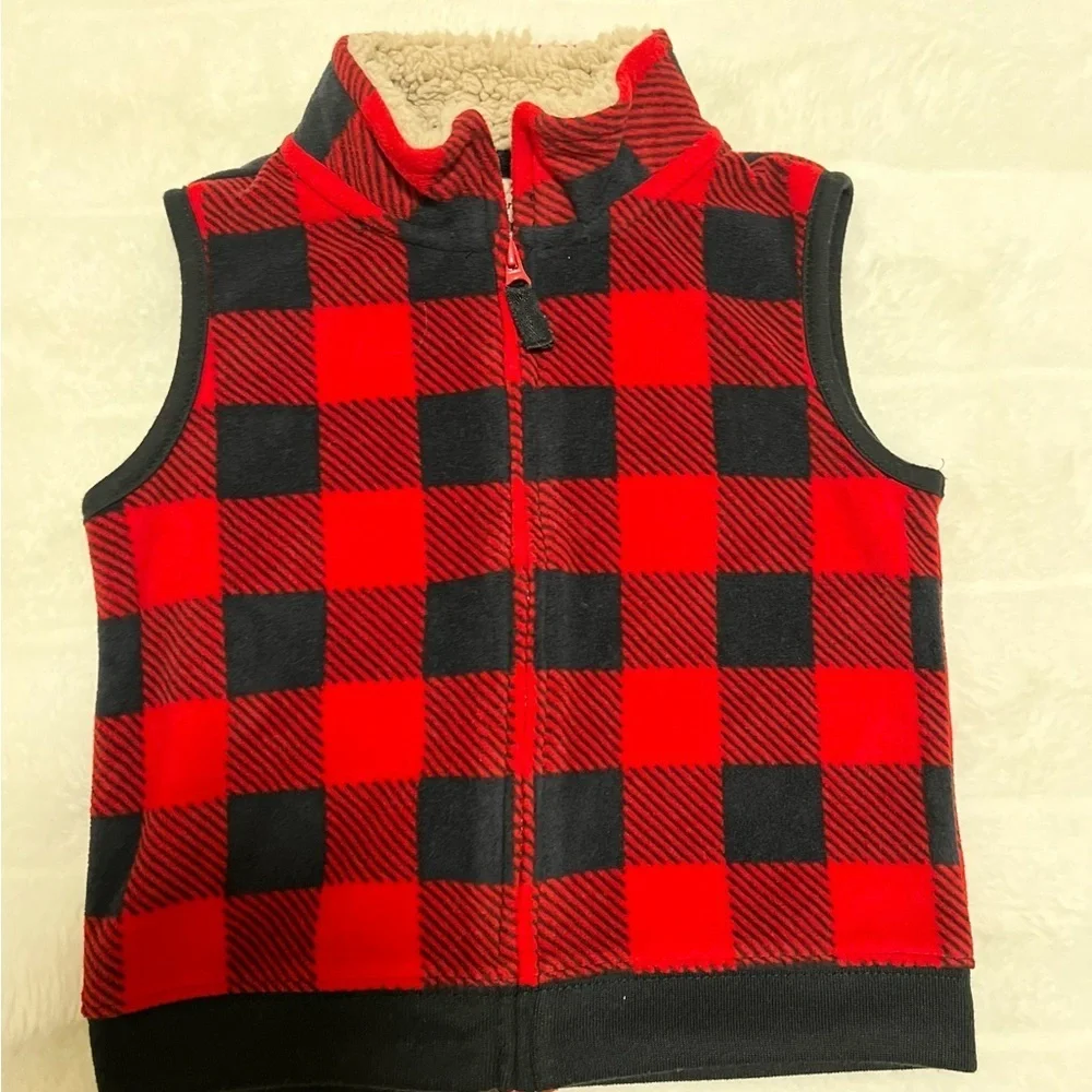 Red & Black Plaid Vest